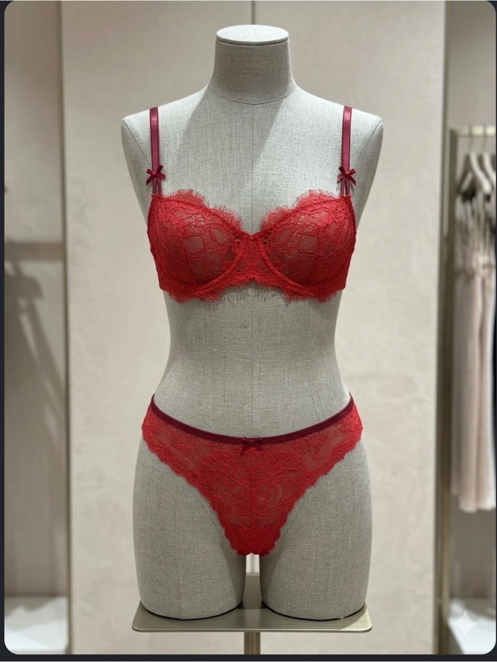 Victoria's Secret Red Lace Balconette Bra & Bikini Set